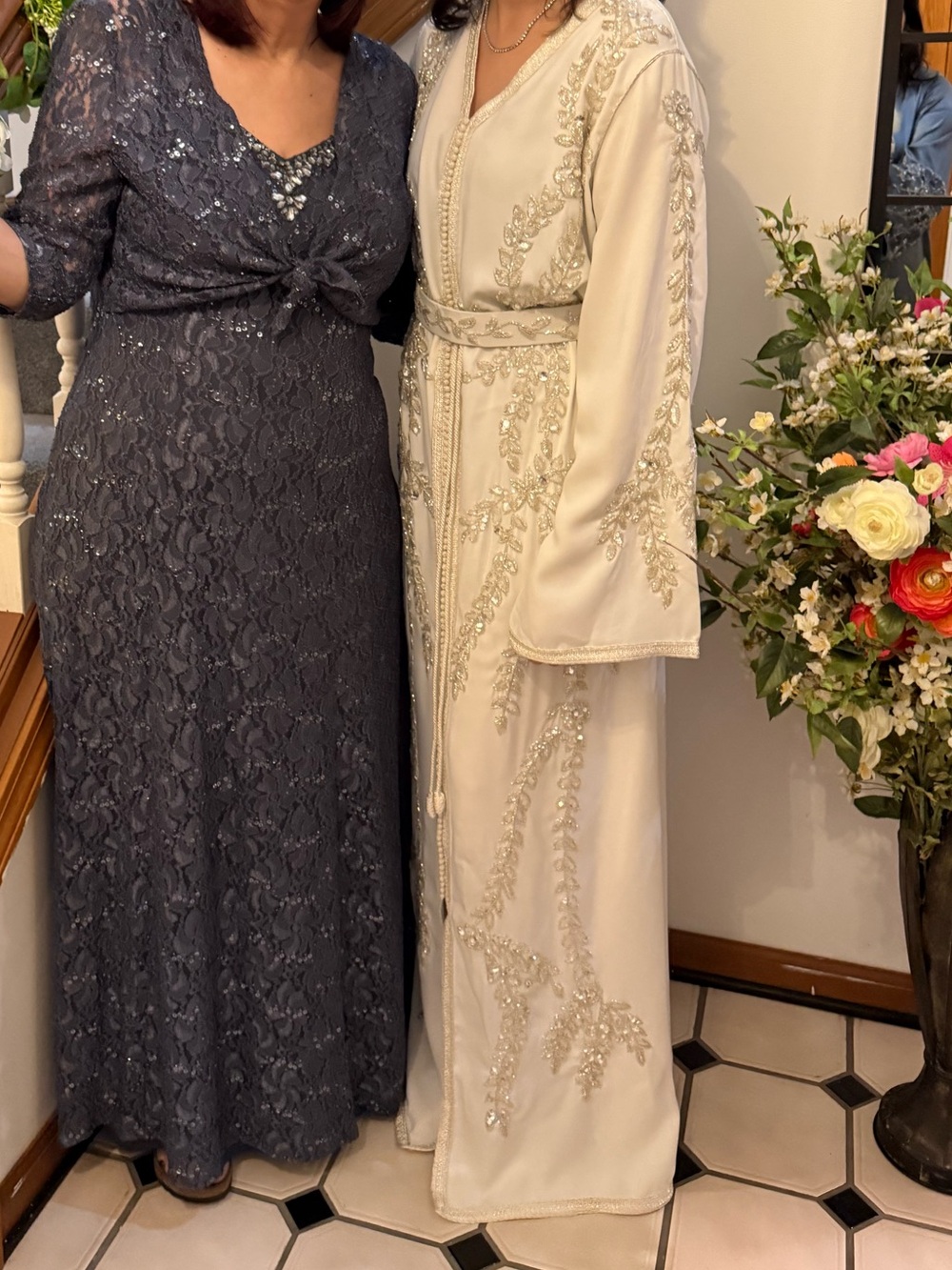Embroidered Long Sleeve Maxi Dress